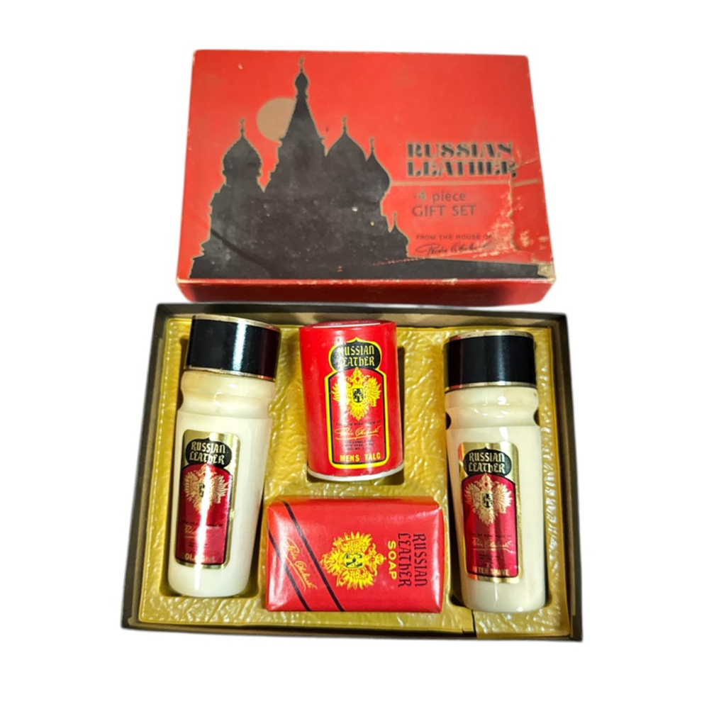 Vintage House of Prince Russian Leather 4-Piece Gift Set in Box